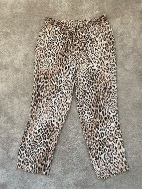 Banana Republic Leopard-Print Pants in Tan and Black (size S; fits line petite)